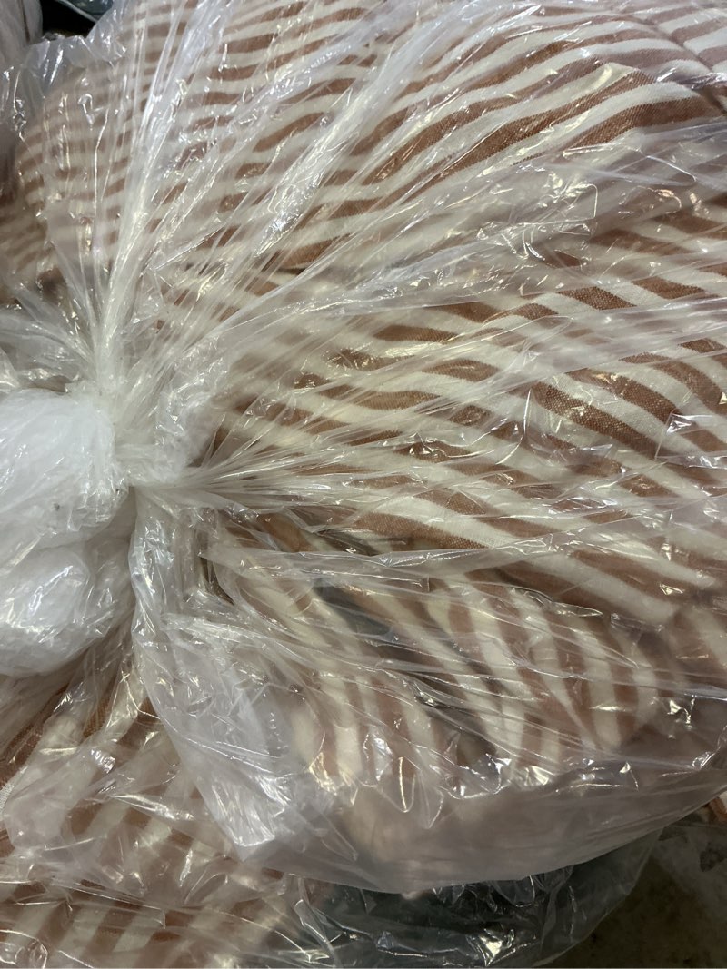 Condition photo showing Good Condition for european linen duvet cover set, king/cal king, terracotta/white stripe