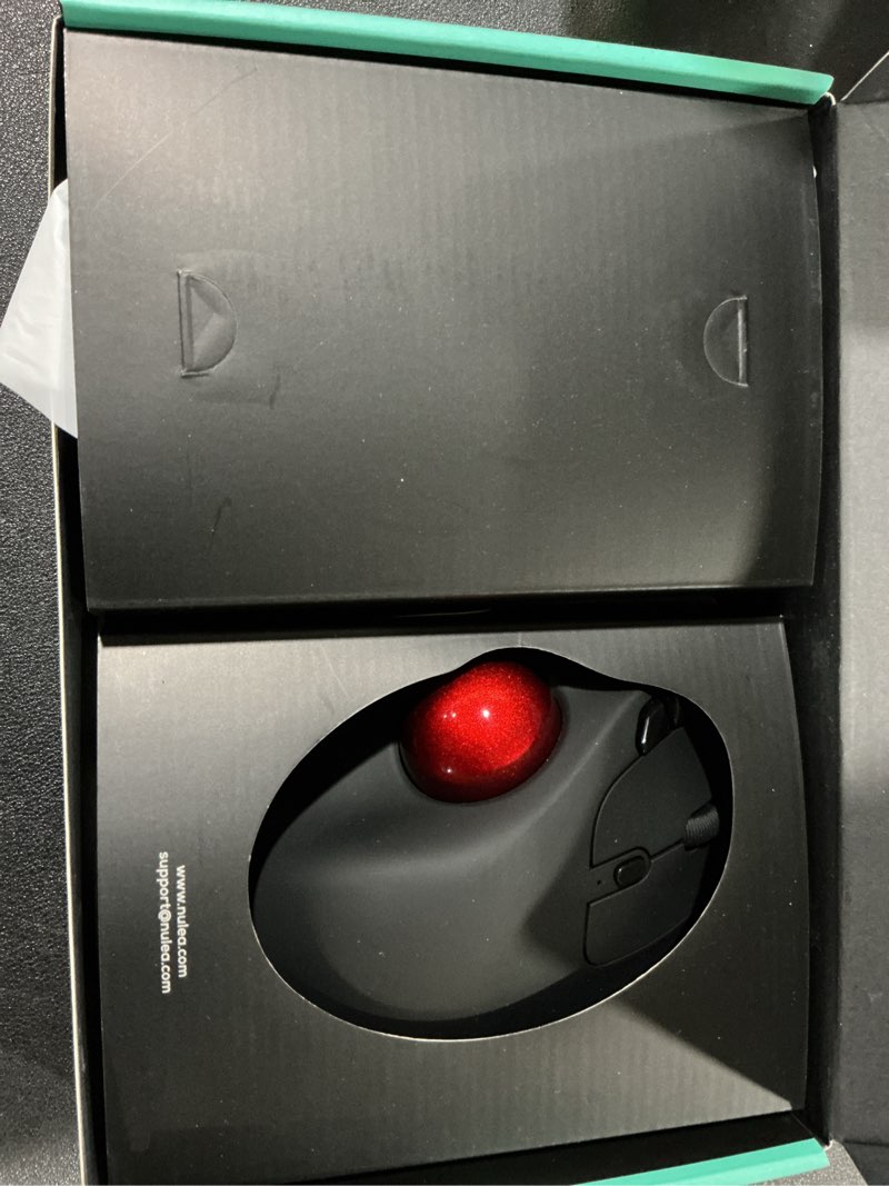Condition photo showing New/Like New for Nulea M511 Wireless Trackball Mouse, Rechargeable Ergonomic Thumb-Control Mouse with Tilt Stand, Smooth & Precision Tracking, 3 Device Connection (Bluetooth or USB Receiver), for PC/Mac/Laptop-Red A-Red