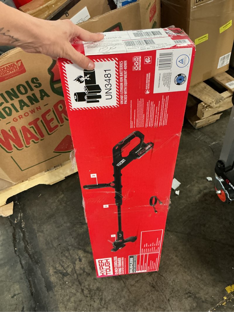 Condition photo showing Good Condition for hyper tough 12" 20v brushless cordless string trimmer with 20v max 2.0ah battery and charging cable