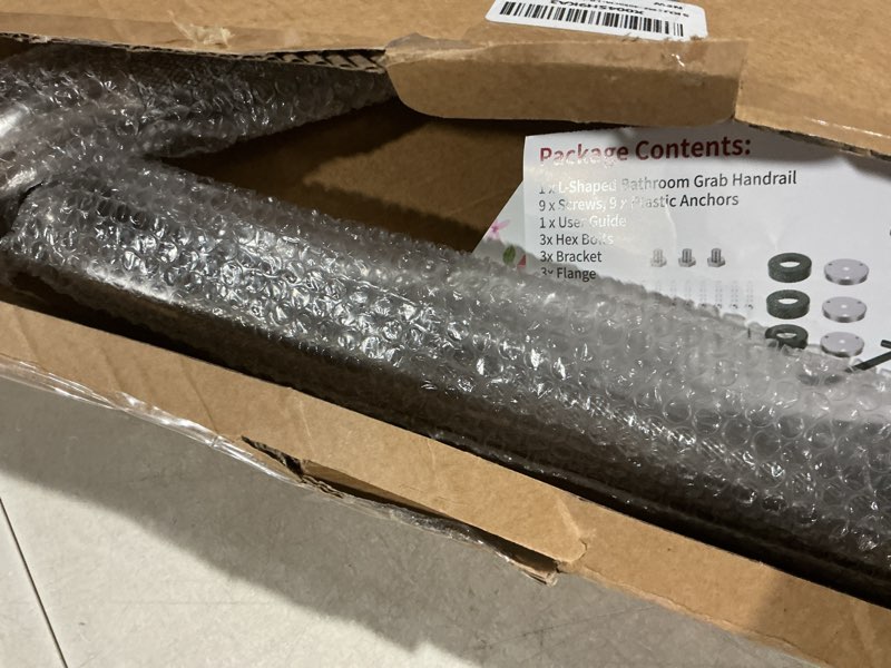 Condition photo showing Good Condition for 16 Inch Angled Bathroom Grab Bars with 20 Inch Straight Munzong Brushed Nickel Toilet Handicap Grab Rail for Showers,Anti Slip Stainless Steel Knurled Safety Handle Support Elderly Injury Senior 16IN-2P Chrome