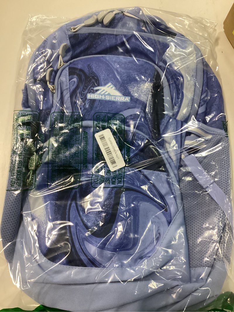 Condition photo showing Good Condition for high sierra swoop sg backpack, travel or work laptop bookbag with drop protection pocket, and tablet sleeve, one size, blue marble swirl blue marble swirl one size