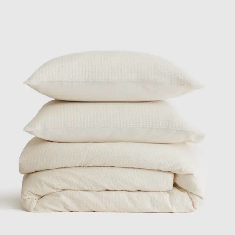 quince luxe honey comb duvet cover set king / undyed