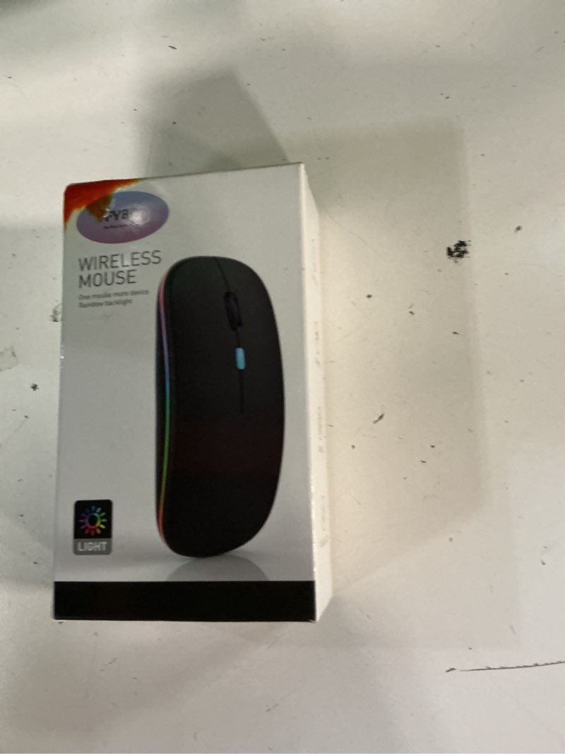 Condition photo showing New/Like New for bluetooth led wireless mouse for macbook air ipad pro mac laptop pc - slim rgb wireless mouse, 3 mode bt 5.2 & 2.4g usb-a/type-c connectivity portable mice with jiggler mode, matte black