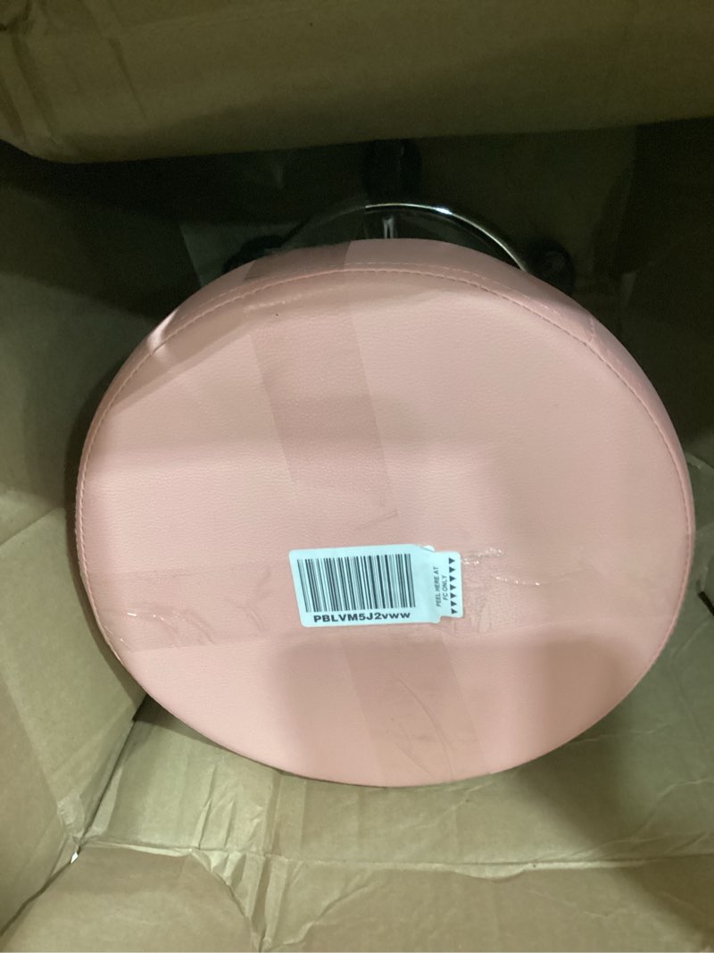 Condition photo showing Good Condition for kktoner pu leather round rolling stool with foot rest swivel height adjustment spa drafting salon tattoo work office massage stools task chair (pink)