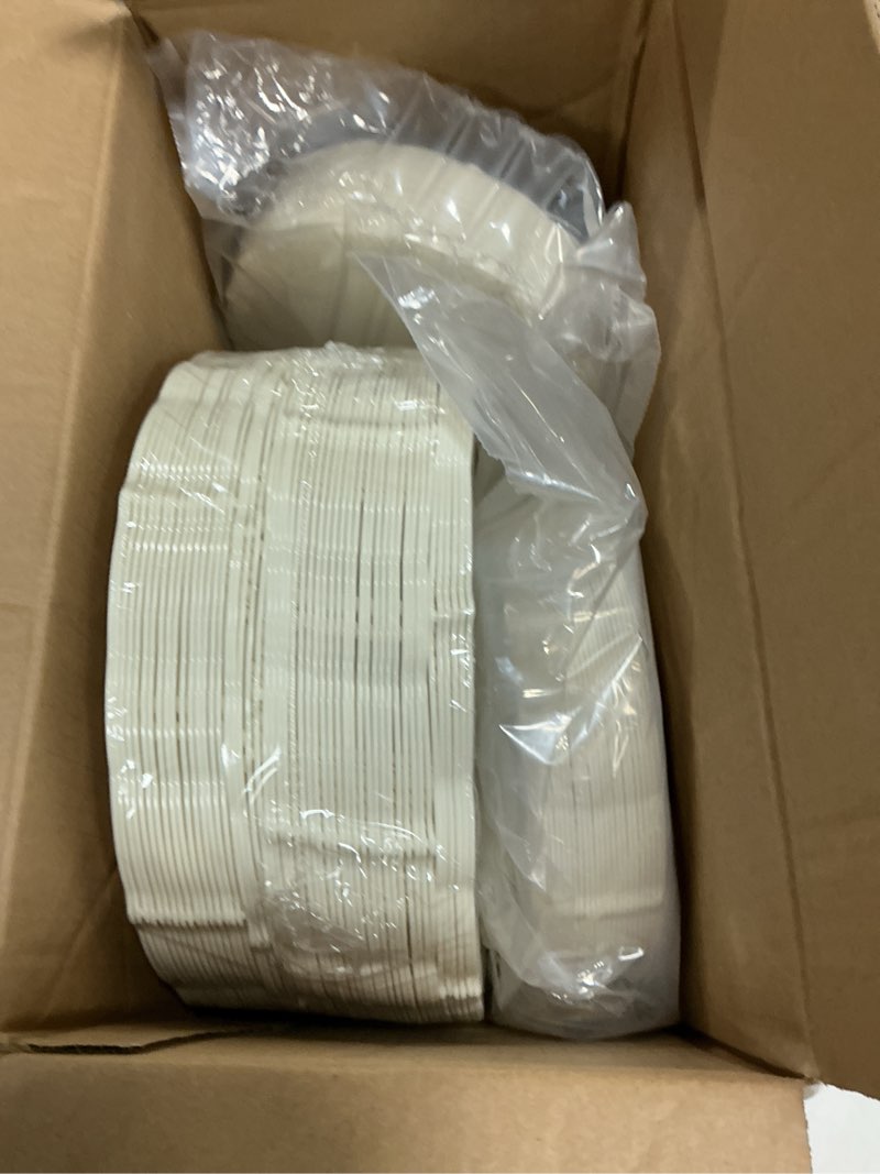 Condition photo showing Good Condition for u-qe 100 pieces ivory plastic plates for party - ivory disposable plastic plates - heavy duty disposable platos including 50 dinner 10 '' & 50 dessert 7.5 '' for weddings