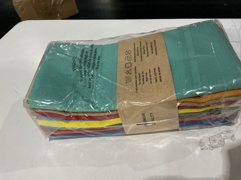 Condition photo showing Good Condition for urban villa cloth napkins set of 12 (20”x20”) 100% cotton slub dinner napkins highly absorbent washable durable reusable ideal for farmhouse parties hotel lunch restaurant cloth napkins – multi colors