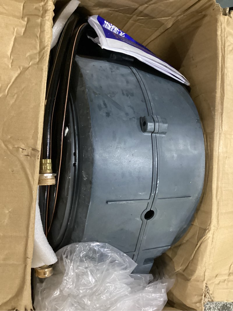 Condition photo showing As Is for giraffe tools retractable garden hose reel 1/2 inch x 130 ft, super heavy duty, any length lock, slow return system, wall mounted and 180 deg swivel bracket 1/ 2"130 ft