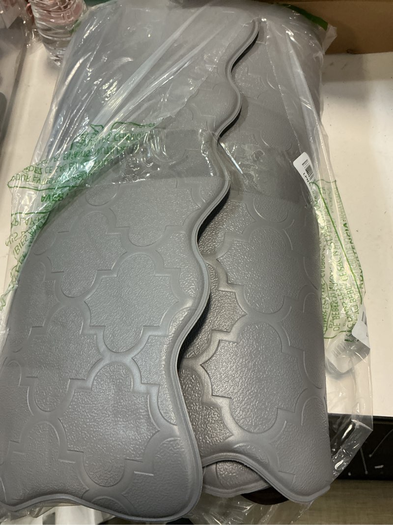Condition photo showing Good Condition for arenarug upgrade scalloped embossed kitchen mats for floor 2pcs cushioned anti fatigue waterproof foam kitchen rugs non slip washable comfort standing mat for office sink laundry, gray basic solid- gray 17.3"x30"+17.3"x47"
