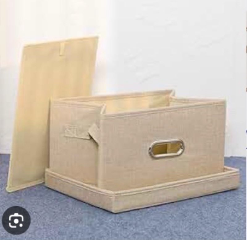 DLHCelty Foldable Clothing Storage Boxes with Lids Space Saving Organizers (Beige) (similar to stock photo)