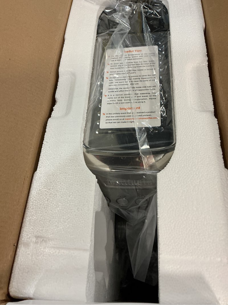 Condition photo showing New/Like New for MAttinata Cappuccino Machine 20 Bar, Professional Espresso Machines for Home and Office with Automatic Milk Frothering System, Barista Compact Latte Maker for Coffee Lovers, Stainless Steel-Mattino Silver-A