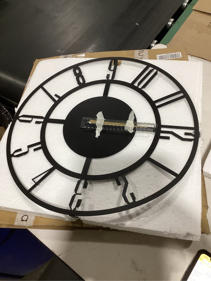 Condition photo showing As Is for muyika metal table clock | 8.9 x 9.5 inch size round silent running metal black clocks | living room and bedside suitable table decorations for home and office