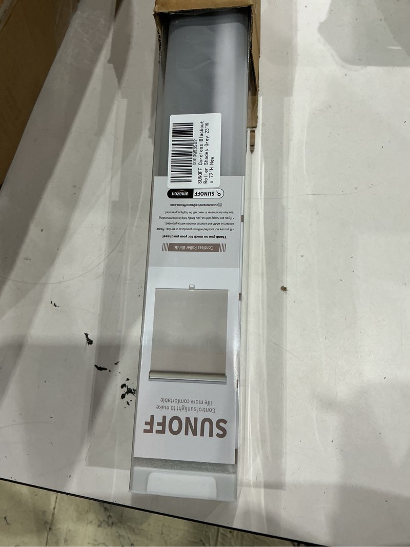 Condition photo showing Good Condition for sunoff blackout roller shades blinds cordless for windows pull down room darkening door blinds with thermal insulated easy to install for living room,bedroom,home,office bathroom grey 23" w x 72" h 23"w x 72"h grey