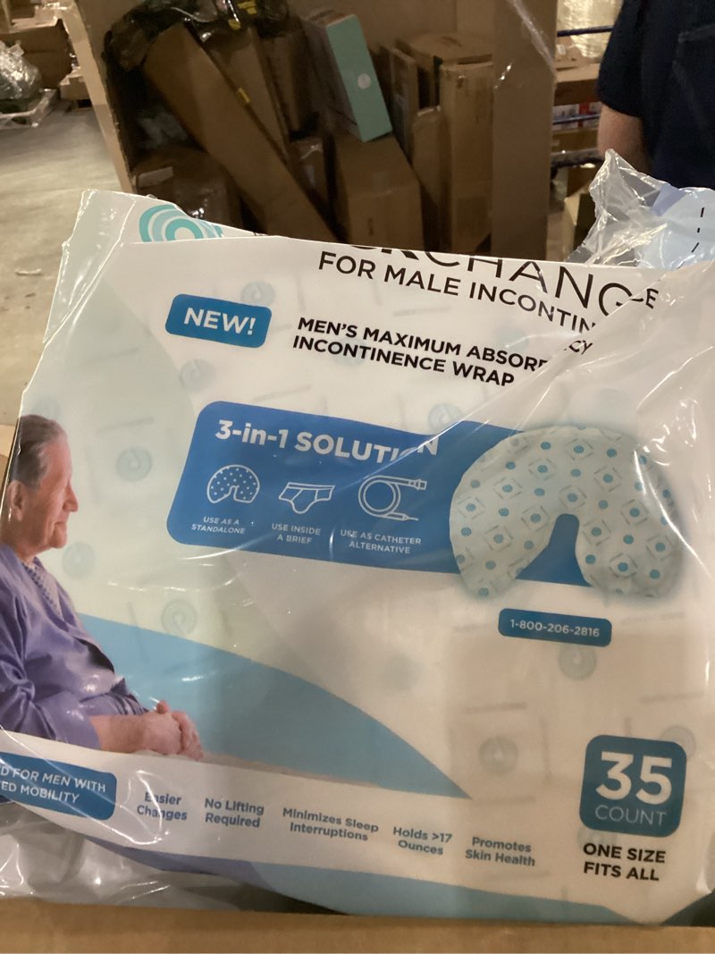 Condition photo showing New/Like New for QuickChange Men's Incontinence Wrap, 2 Week Supply (70 Count), Catheter Alternative for Males with Reduced Mobility, Maximum Absorbency, use as a Stand Alone or Inside a mesh Brief. Pack of 70