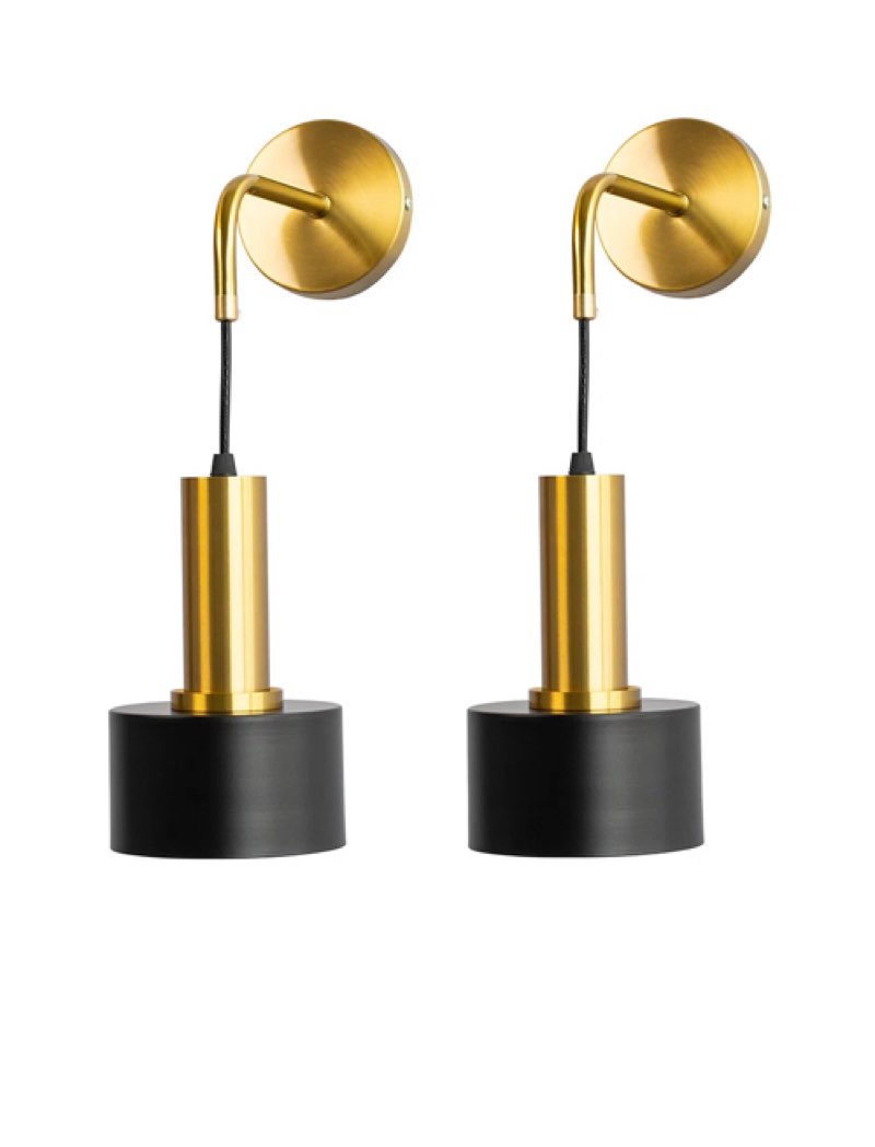 1-Light Armed Sconce Golden Black (Set Of 2)