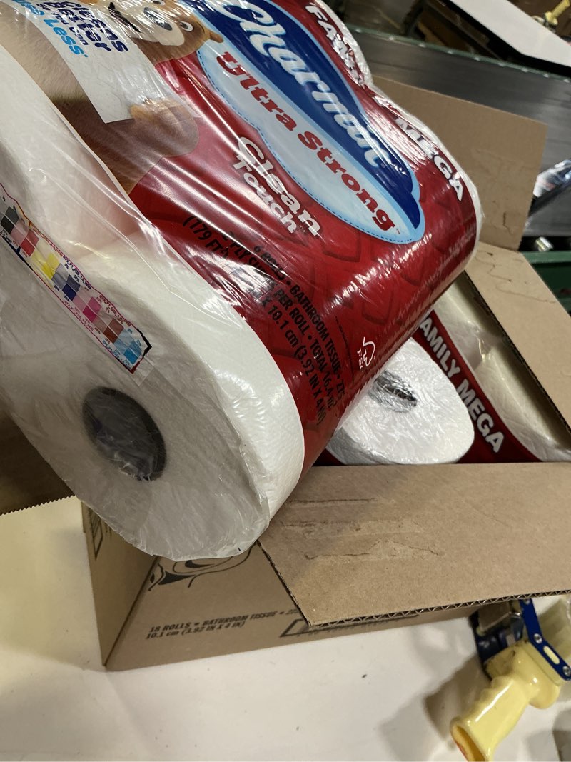 Condition photo showing Good Condition for charmin ultra strong clean touch toilet paper, 18 family mega rolls 90 regular