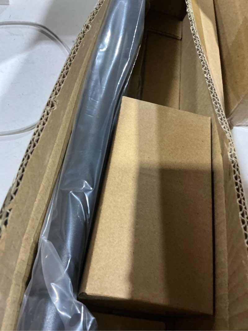 Condition photo showing As Is for industrial curtain rods for windows 28 to 48 inches, blackout wrap around curtain rod, for indoor and outdoor, 7/8 inch diameter, 33 to 45 inches, black 33-45 inch