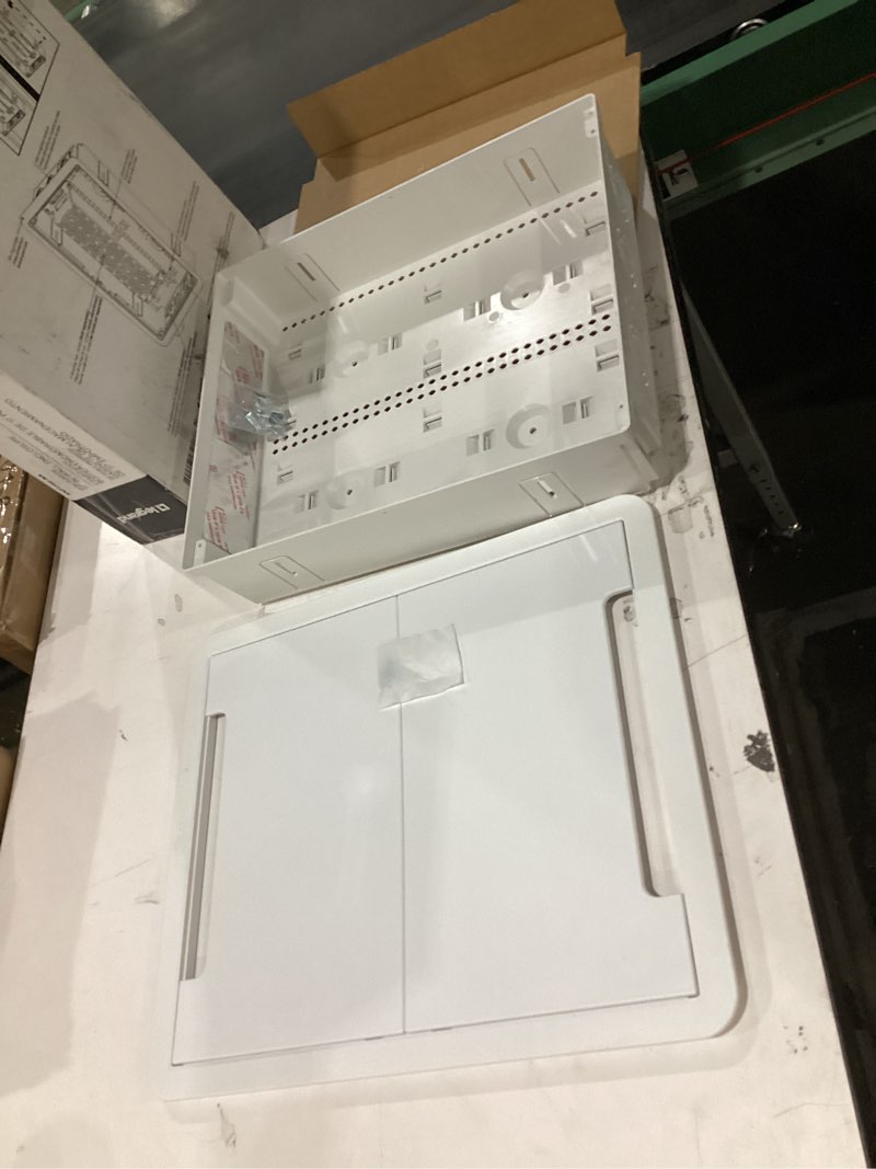 Condition photo showing New/Like New for Legrand - OnQ Cable Management, In-Wall Media Box, Dual Purpose Structured Wiring Enclosure, TV Home Theater Recessed Storage Box, 17 Inch, White, ENP1700NA