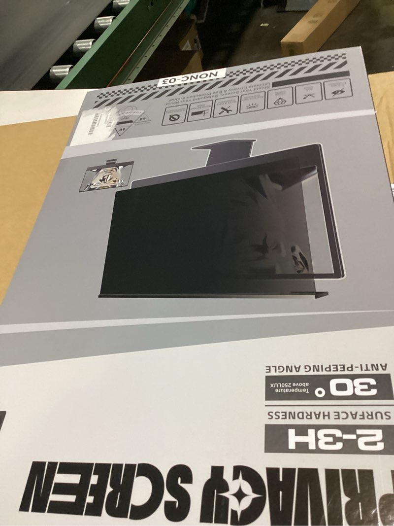 Condition photo showing Good Condition for magnetic monitor privacy screen for 27 inch flat computer 16:9 aspect ratio, 27in removable anti glare filter, blue light blocking privacy shield eye comfort, hanging anti spy desktop pc protector