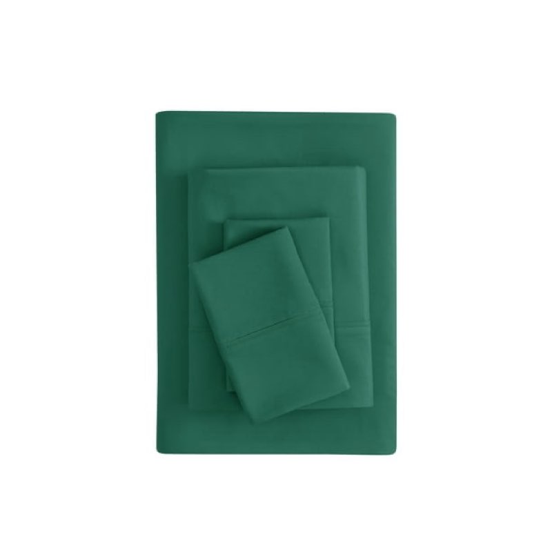 mainstays super soft brushed microfiber bed sheet set, dark green, king, 4 piece