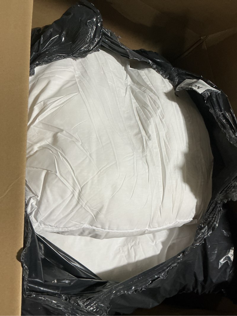 Condition photo showing As Is for Nestl Throw Pillows for Couch, 26x26 Pillow Inserts, Soft Throw Pillow, Lightweight 26x26 Pillows, Machine Washable Sofa Pillows, White Throw Pillows, Premium Euro Pillow Insert Set of 2