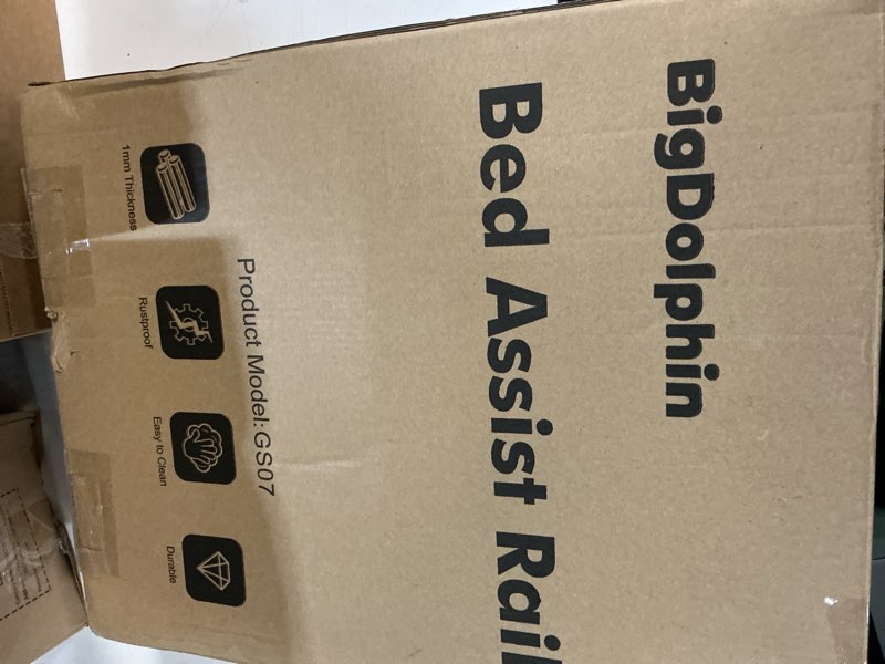 Condition photo showing New/Like New for bed rails for elderly adults safety - astm approved adjustable bed cane supports 350lbs with non-slip grip & storage pocket, stable bed assist rails for seniors, tool-free black curved handle without light medium