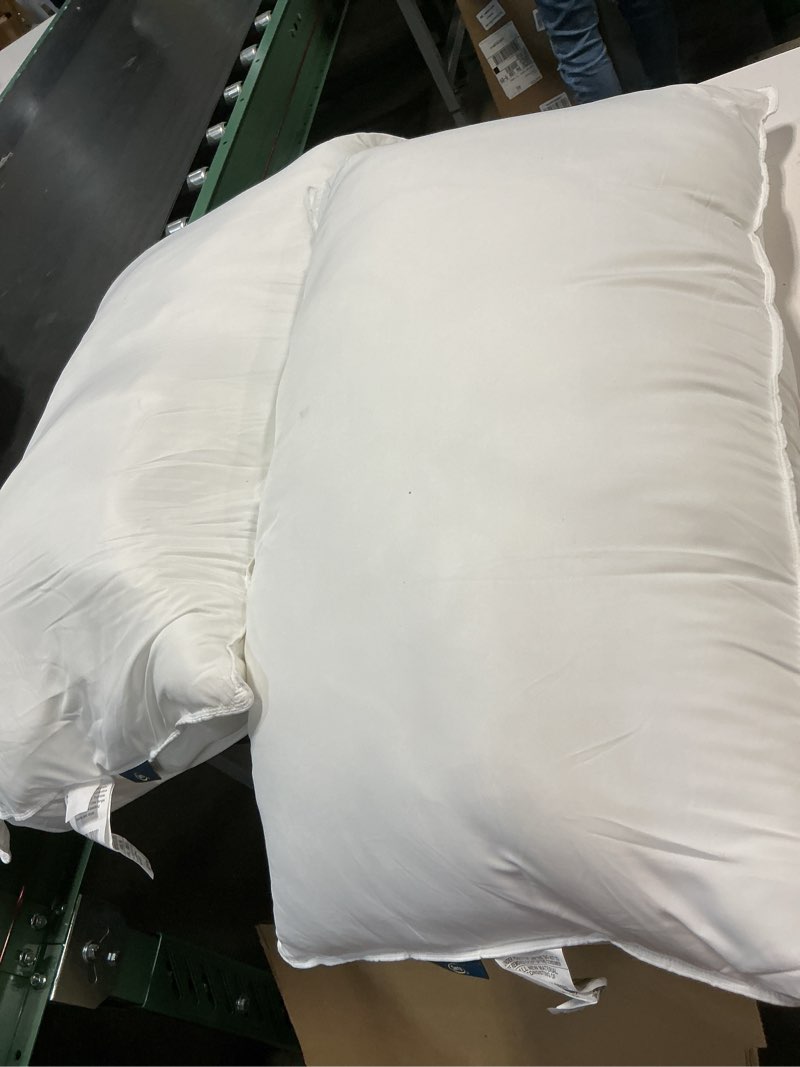 Condition photo showing As Is for serta down illusion soft hypoallergenic soft/medium bed pillows for side, stomach or back sleepers (2 pack), king, white white king soft/medium