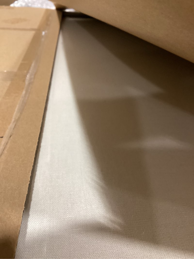 Condition photo showing New/Like New for Bulletin Board 30 x 20 inches, Oatmeal White Pin Board Vision Board, Golden Aluminum Framed Fabric Cork Board with 10 Push Pins Oatmeal White Fabric & Golden Frame 30 x 20 inches