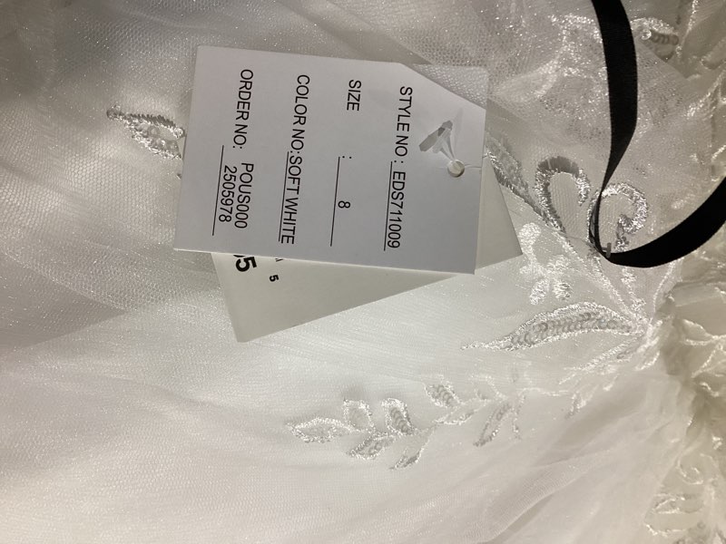 Condition photo showing Good Condition for david’s bridal illusion corset bodice tulle ball gown size 8