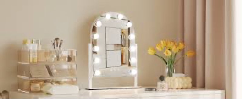 ZL ZELing Vanity Mirror with Lights Makeup Mirror with Lights 12 Dimmable Bulbs Hollywood Lighted Makeup Mirror Detachable 5X Magnification 3 Color Lighting Modes