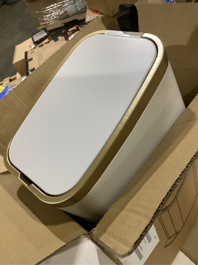 Condition photo showing Good Condition for ceroelda small bathroom trash can with lid soft close-5l/1.3 gal stainless steel garbage can-step pedal wastebasket slim trash bin for office, bedroom, toilet, live room-white white 1.3 gallon