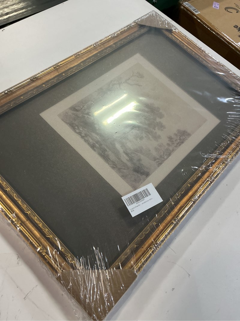 Condition photo showing New/Like New for vintage gold framed wall art tree forest landscape painting canvas prints green gray tree natural sketch picture rustic farmhouse poster artwork for living room bedroom bathroom, 16x24in green forest 24"l x 16"w