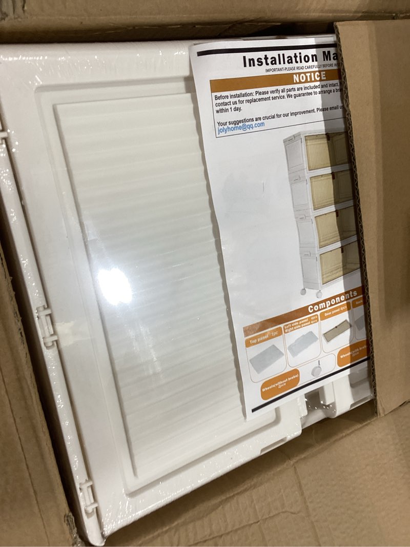 Condition photo showing Good Condition for CTSNSLH 4 Tier Plastic Storage Bins with Lid - 27.5Qt Stackable with Lids for Bedroom, Living Room, Office - Foldable Containers, Household Organization White 27.5Qt 4-Tier&One Lid