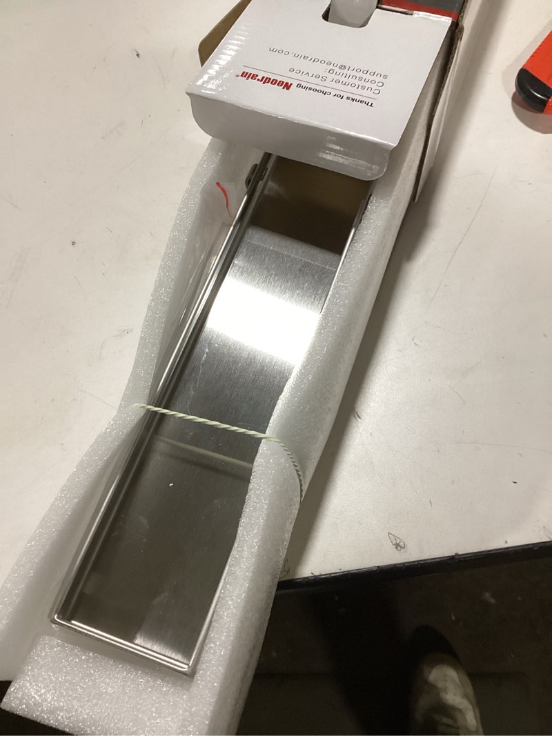 Condition photo showing Good Condition for Neodrain 24-Inch Linear Shower Drain with Tile Insert Grate,Brushed 304 Stainless Steel Rectangle Shower Floor Drain, Linear Drain with Leveling Feet, Hair Strainer Brushed 24 IN
