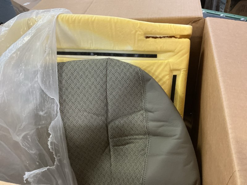 Condition photo showing As Is for nlqr gray cloth front driver side bottom replacement seat cover & foam cushion fit for chevy express gmc savana 1500 2500 3500 van 2003 2004 2005 2006 2007 2008 2009 2010 2011 2012 2013 2014