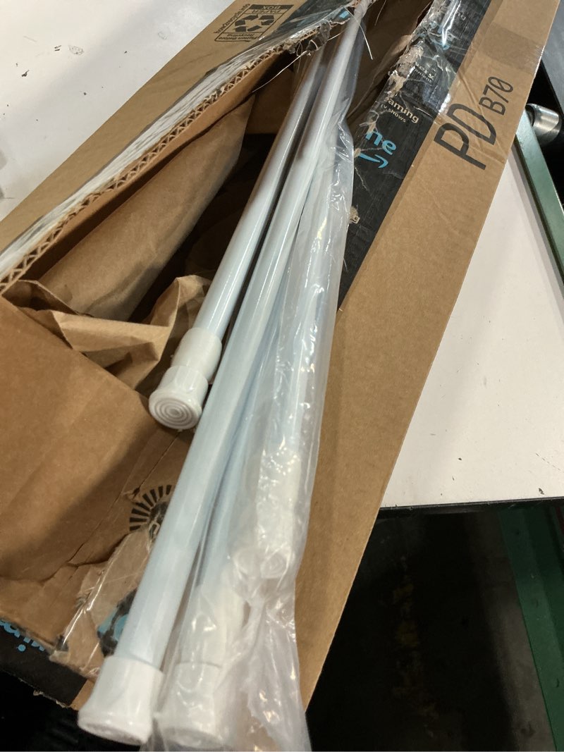 Condition photo showing Good Condition for 4 pack tension rods, 21.6-35.4 inch adjustable spring steel cupboard bars tension curtain rod shower rod extendable width (white) white 21.6-35.4 inch