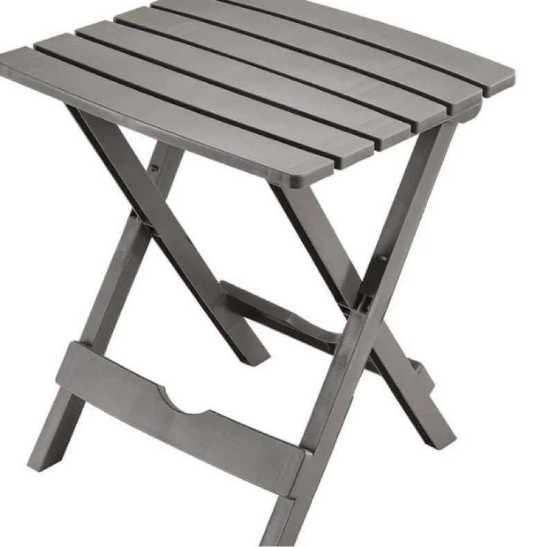 Adams QuikFold Rectangular Gray Polypropylene Folding End Table