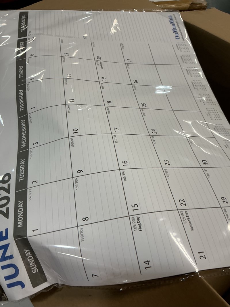 Condition photo showing New/Like New for oumuamua large desk calendar 2026-2027 - 19 months from jun. 2026 through dec. 2027, 22 x 17 inches desktop wall calendar with julian date to-do & notes, corner protectors for school home office june white 22"x17"