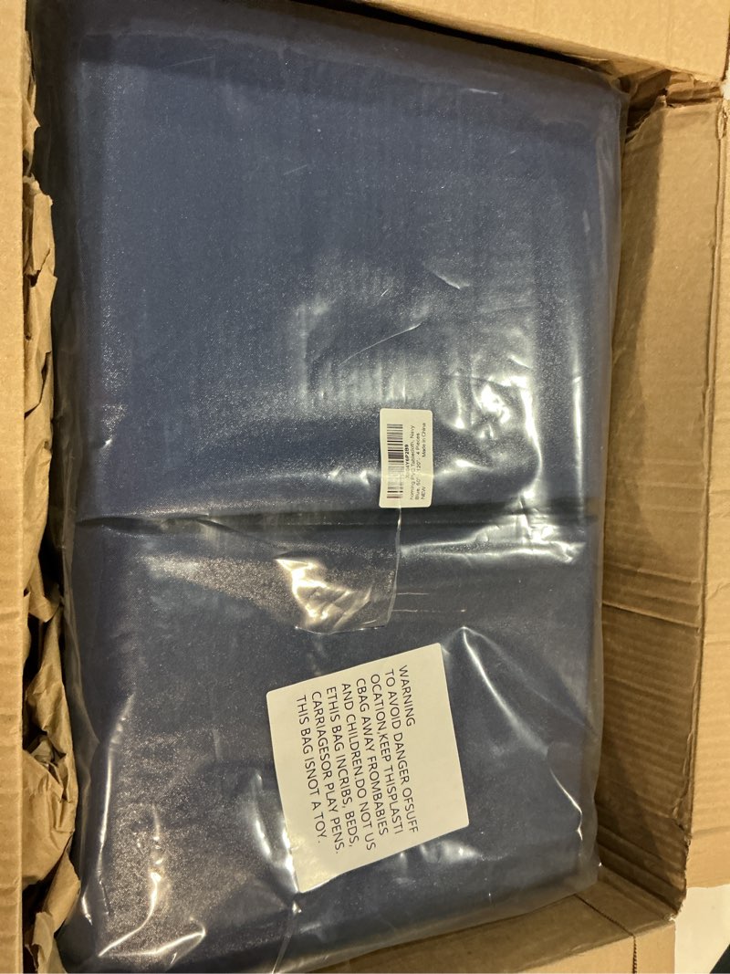Condition photo showing Good Condition for homing rectangle vinyl tablecloth, waterproof spillproof plastic flannel backed table cloth, wipe clean table cover for dining, buffet parties and camping, 4th of july (navy blue, 60" x 120") 120" x 60" (rectangular) navy blue 1