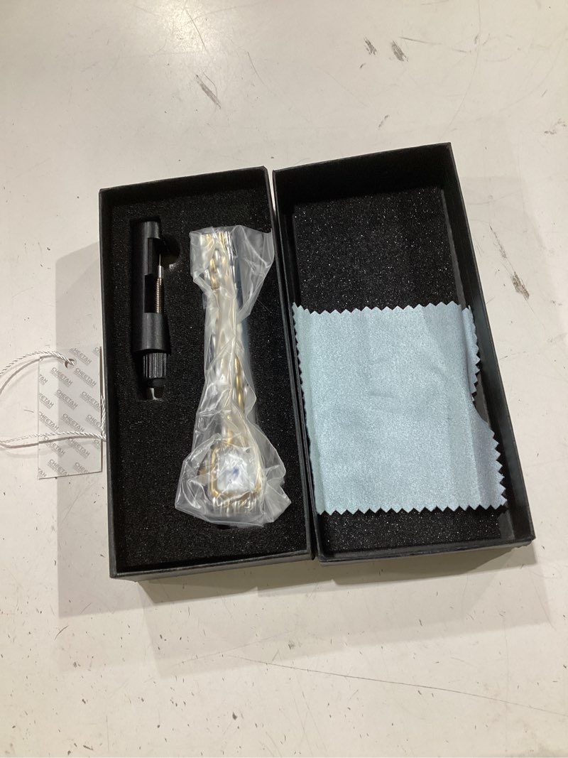 Condition photo showing New/Like New for cheetah gold watches for women with small vintage bracelet, rectangular case roman dial silver gold white