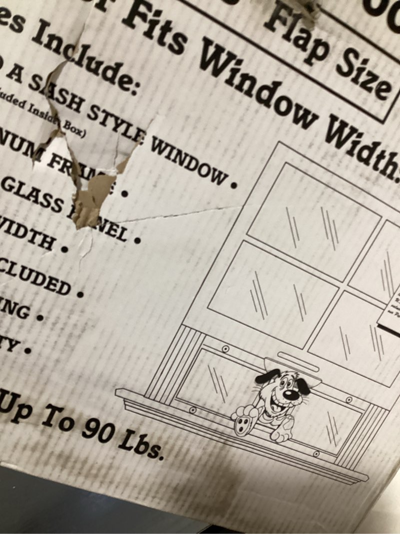 Condition photo showing New/Like New for ideal pet products aluminum sash window pet door 10-1/2" x 15" large flap size window width: 27" - 32"