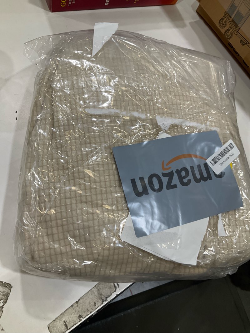 Condition photo showing Good Condition for H.VERSAILTEX Stretch Sofa Covers for 3 Cushion Couch Covers Sofa Slipcovers for Living Room Feature Thick Checked Jacquard Fabric with Elastic Bottom, Sofa Large - Natural Sofa Natural