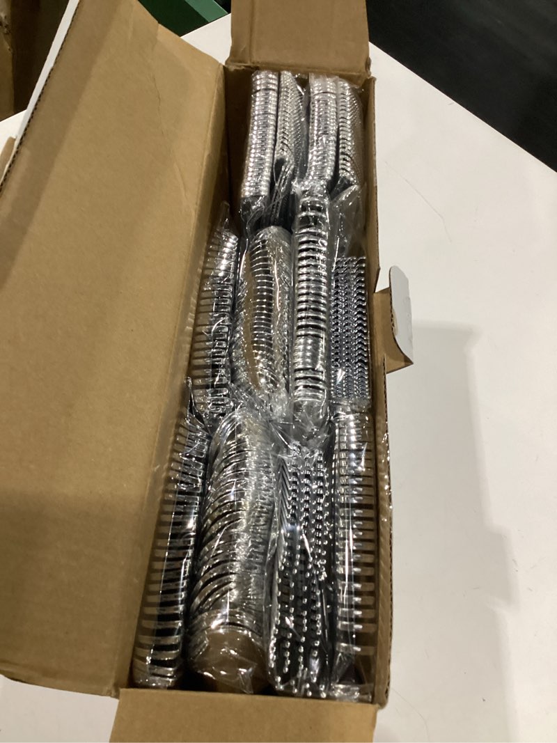 Condition photo showing New/Like New for n9r 300pcs silver plastic silverware set, 100 forks, 100 spoons, 100 knives, heavy duty disposable cutlery for parties, fancy disposable flatware for weddings, and daily use silver-300pcs