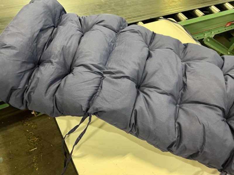 Condition photo showing Good Condition for rocking chair cushions, indoor/outdoor adirondack chair cushion, waterproof and fade-resistant rocking chairs pads, non-slip tufted high back patio chairs cushion with ties, 44x19x4 inch, navy blue navy blue 44x19x4 inch