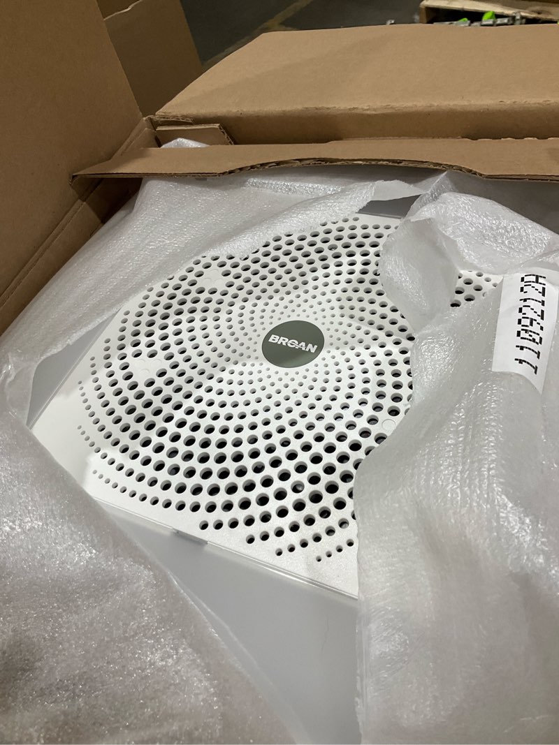 Condition photo showing As Is for broan-nutone chromacomfort 110 cfm 1.5 sones ventilation fan with bluetooth speaker