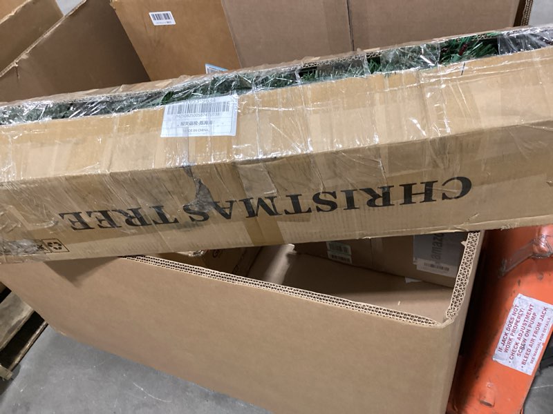 Condition photo showing As Is for KTKDE 7.5ft Artificial Christmas Tree is a Green one with 1450 Tips and 300 Battery-Powered LED Colu