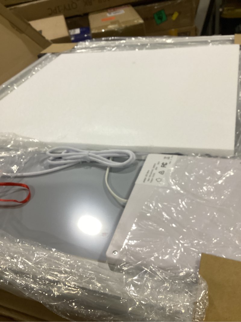 Condition photo showing As Is for 30"x36" led bathroom mirror with lights, anti-fog, backlit + front lit, dimmable, led vanity mirror for wall, lighted bathroom mirror, 3 colors, shatter-proof tempered glass white 30"l x 36"w