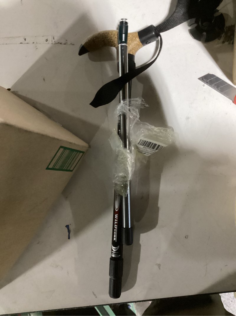 Condition photo showing New/Like New for aluminum alloy quick lock trekking pole anti-shock walking stick adjustable cane crutch for mountains trekking hiking,ultralight collapsible with cork grips tungsten tips single trekking pole