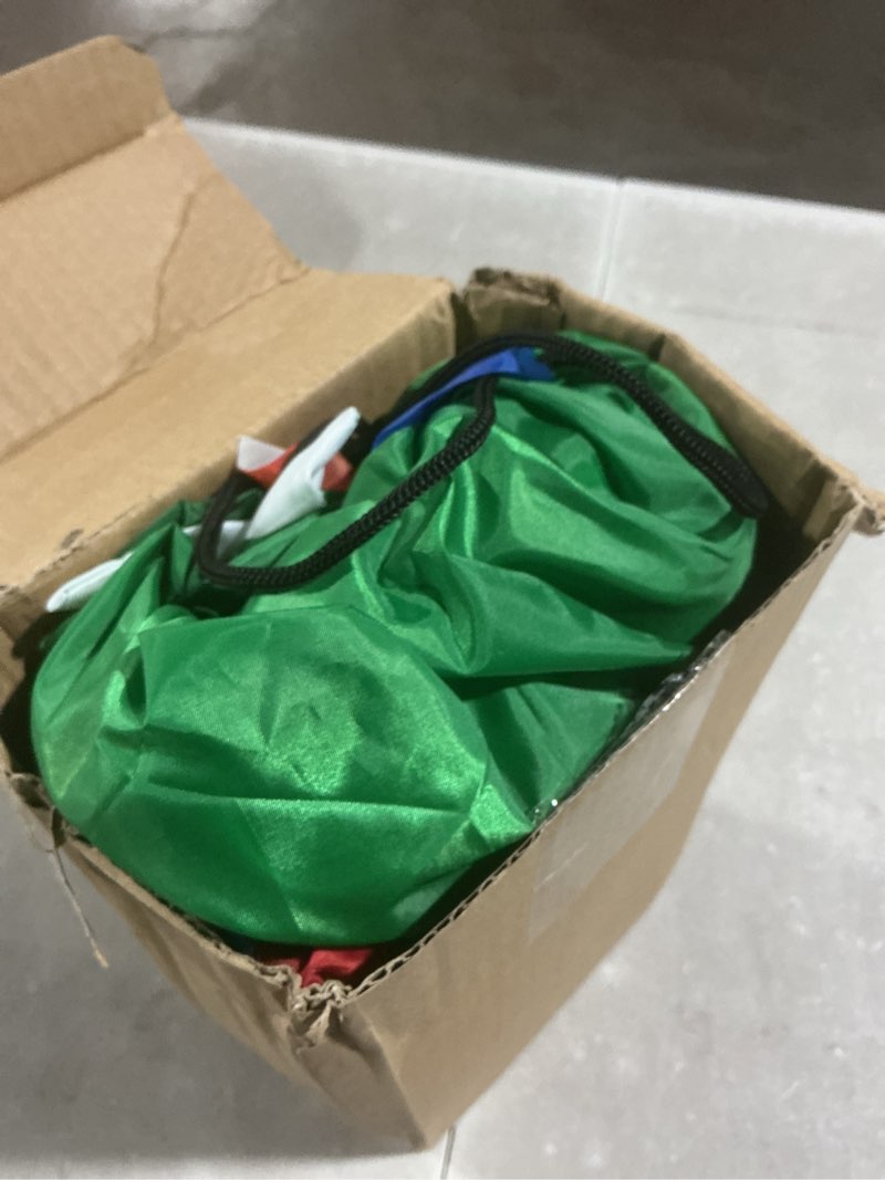 Condition photo showing As Is for hydren 3.5 ft christmas inflatable dinosaur broke out from window dinosaur blow up christmas window decorations xmas dino with gift box built in led lights for party indoor outdoor yard