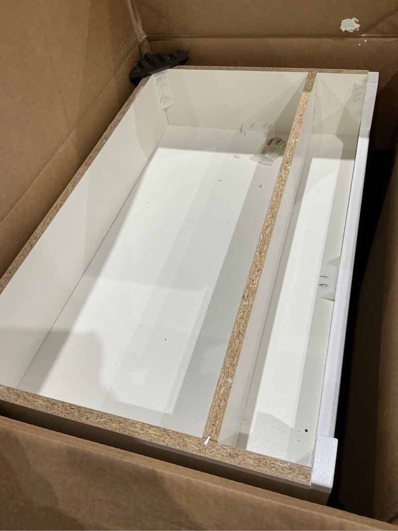 Condition photo showing As Is for style selections potter 30-in white single sink bathroom vanity with white cultured marble top