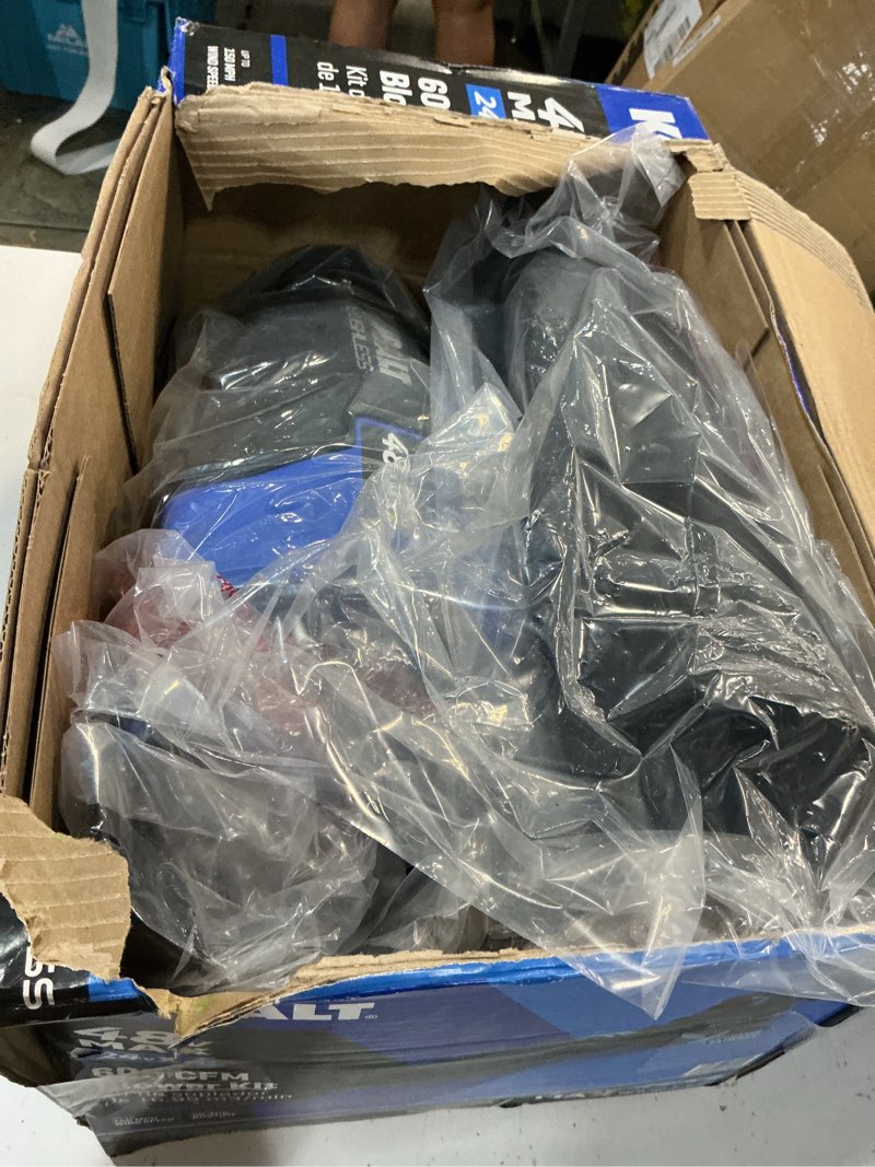 Condition photo showing Good Condition for kobalt 48v max (24vx2) 600 cfm / 150 mph handheld leaf blower kit, (2) 4.0ah batteries and charger included